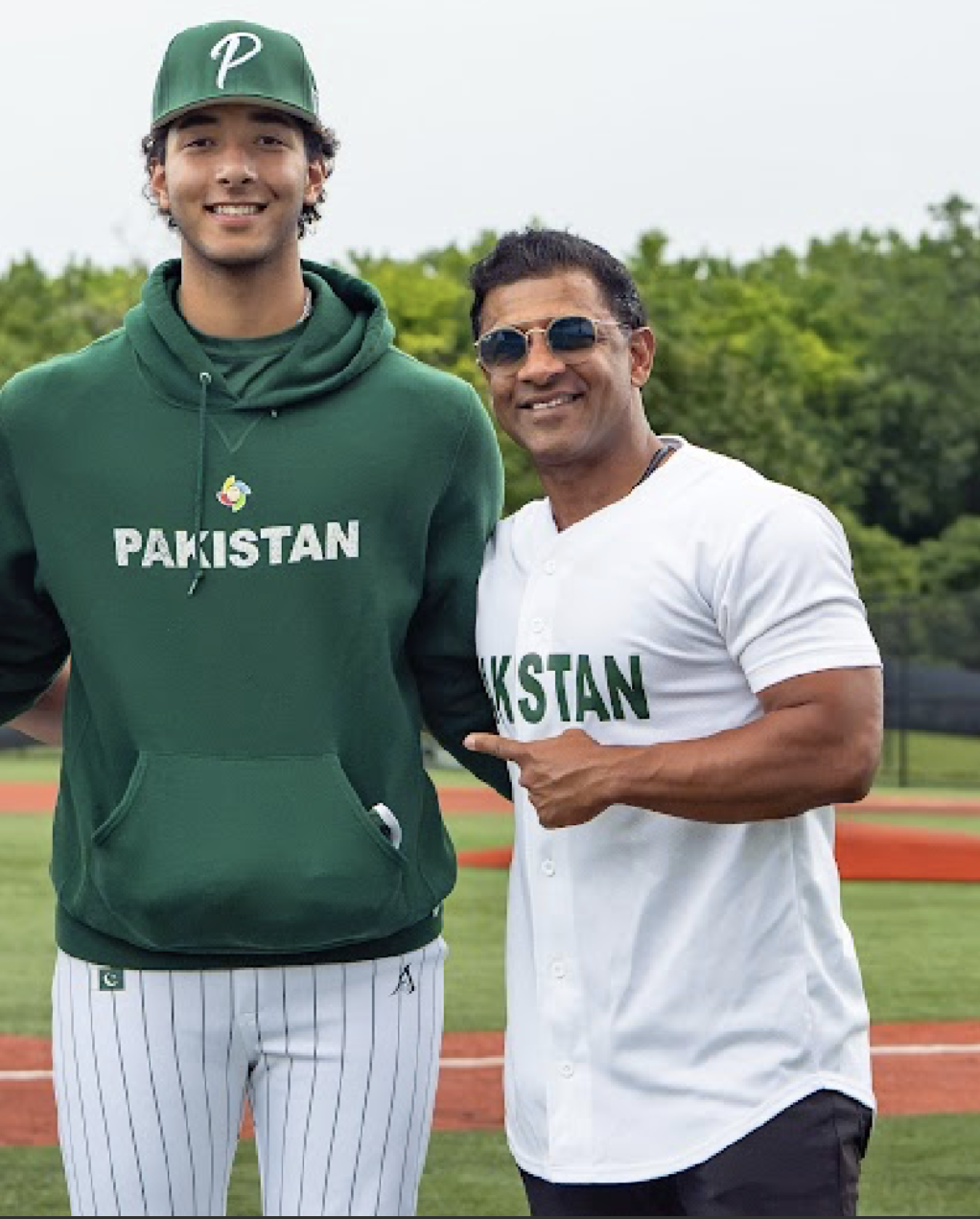 Azeem Khan and Amaan Khan in Pakistan baseball gear