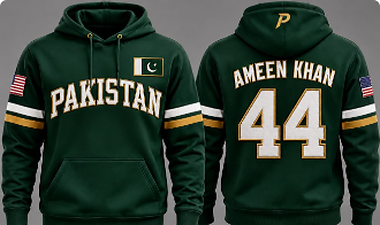Pakistan Baseball hoodie front and back