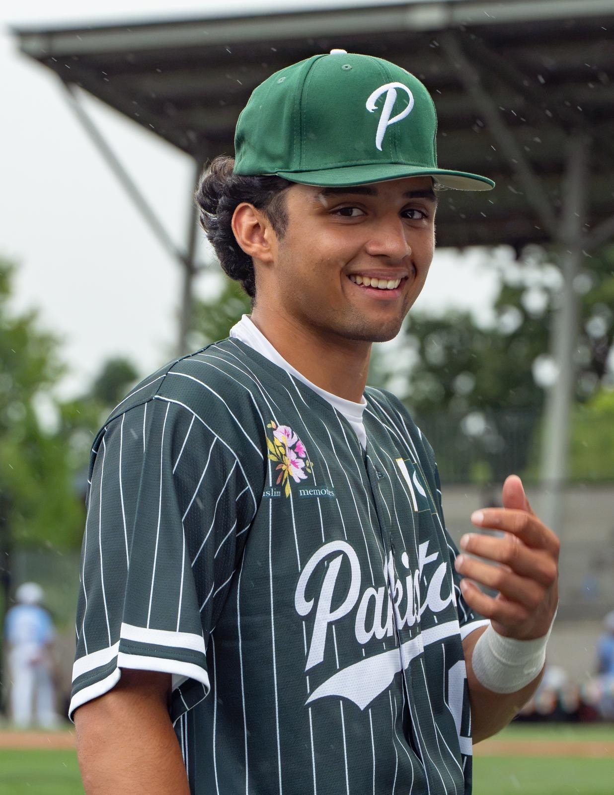 Pakistan Baseball official pinstripe jersey — player portrait