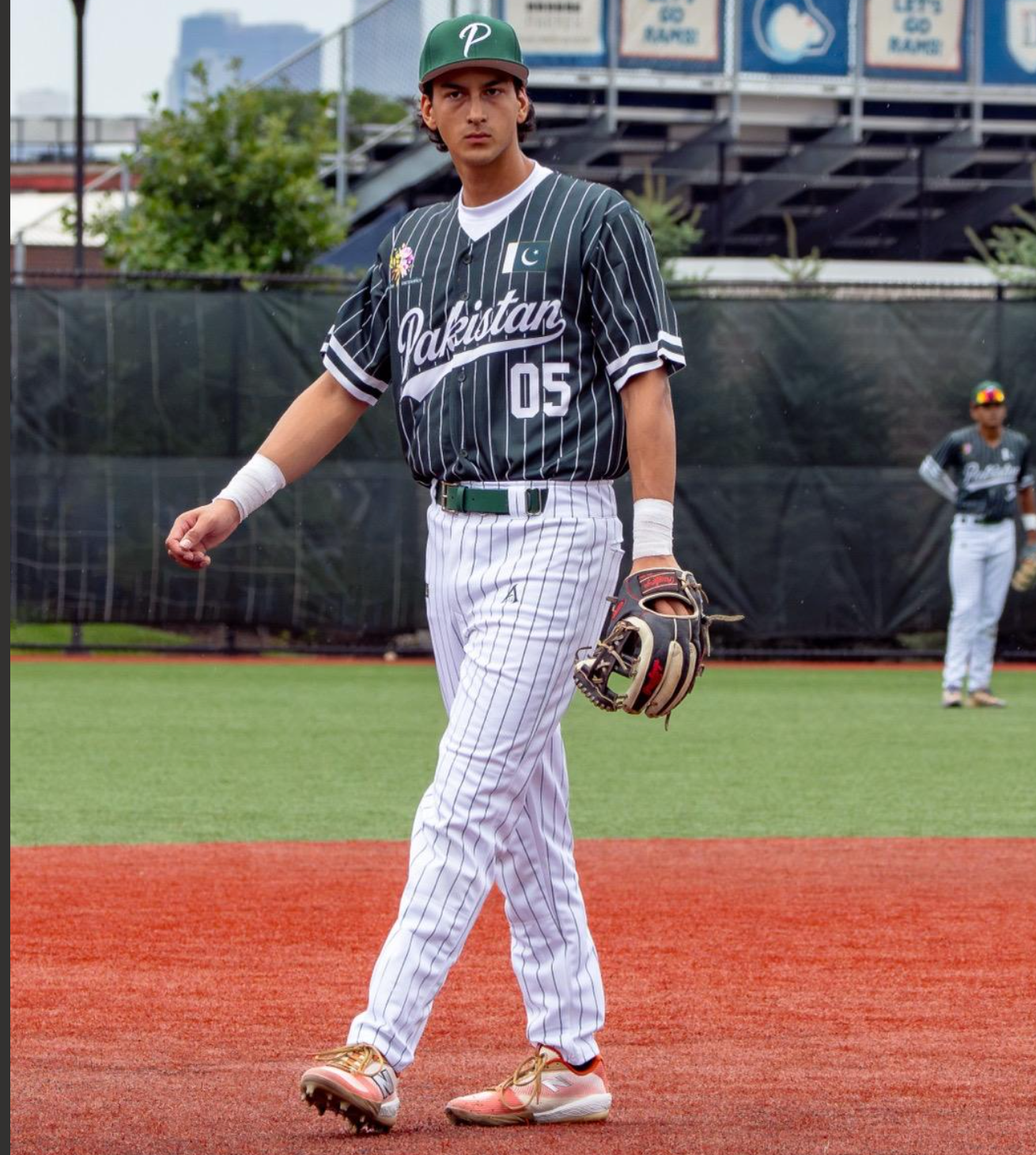 Pakistan Baseball player 05 wearing full uniform on the field